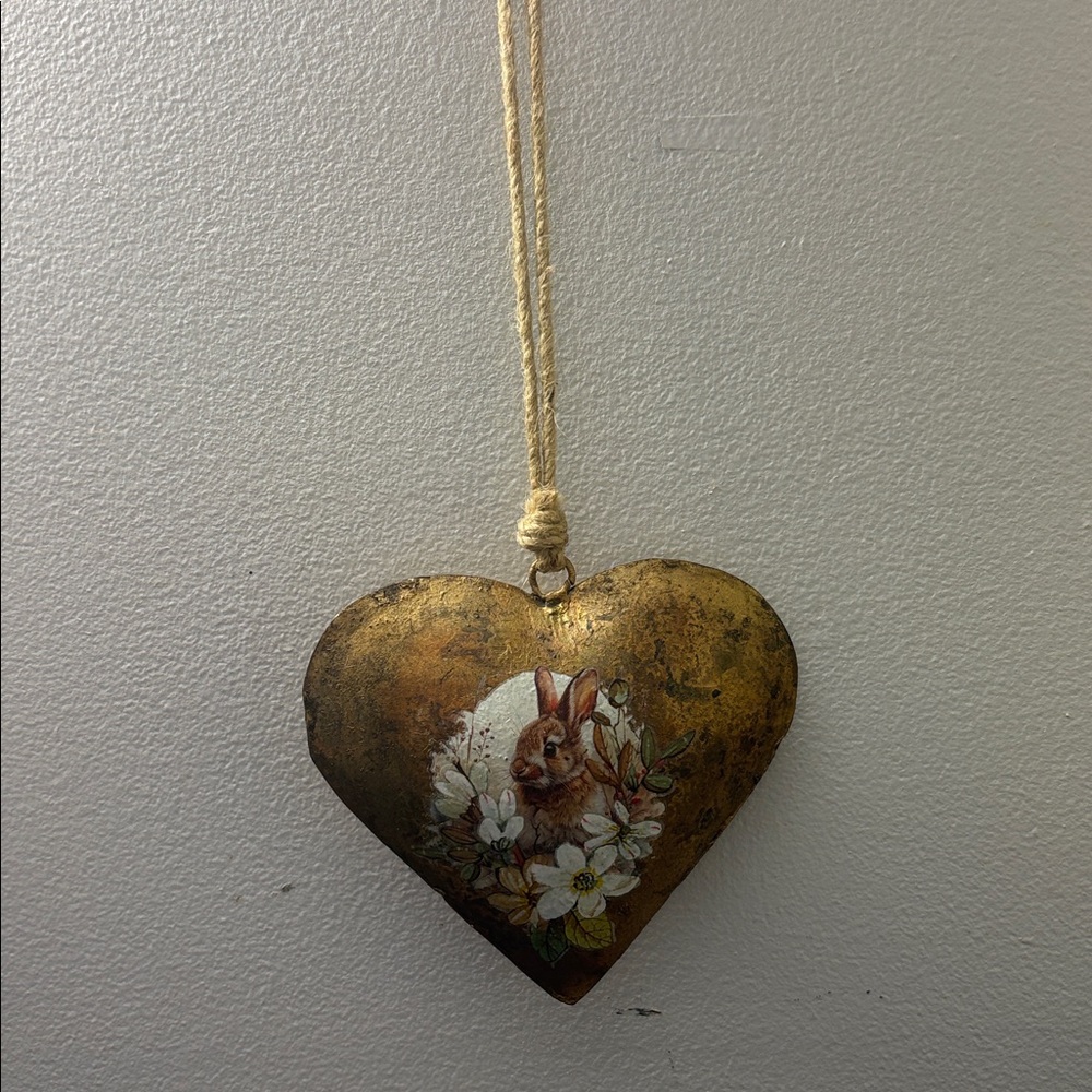 Metal Heart with Bunny Rabbit